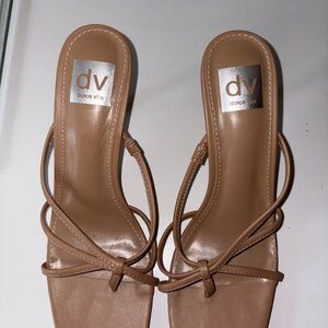 Dolce Vita Nude Tan Knot-Strap Slide Heels